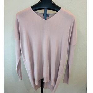 Sweet Lovely by Jen Pink V-Neck Oversized High Low Knit Sweater S/M‎